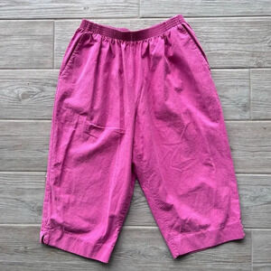 Alfred Dunner Womens Pink Elastic Waist Pull-on Cotton Capri Pants‎ Size 14P